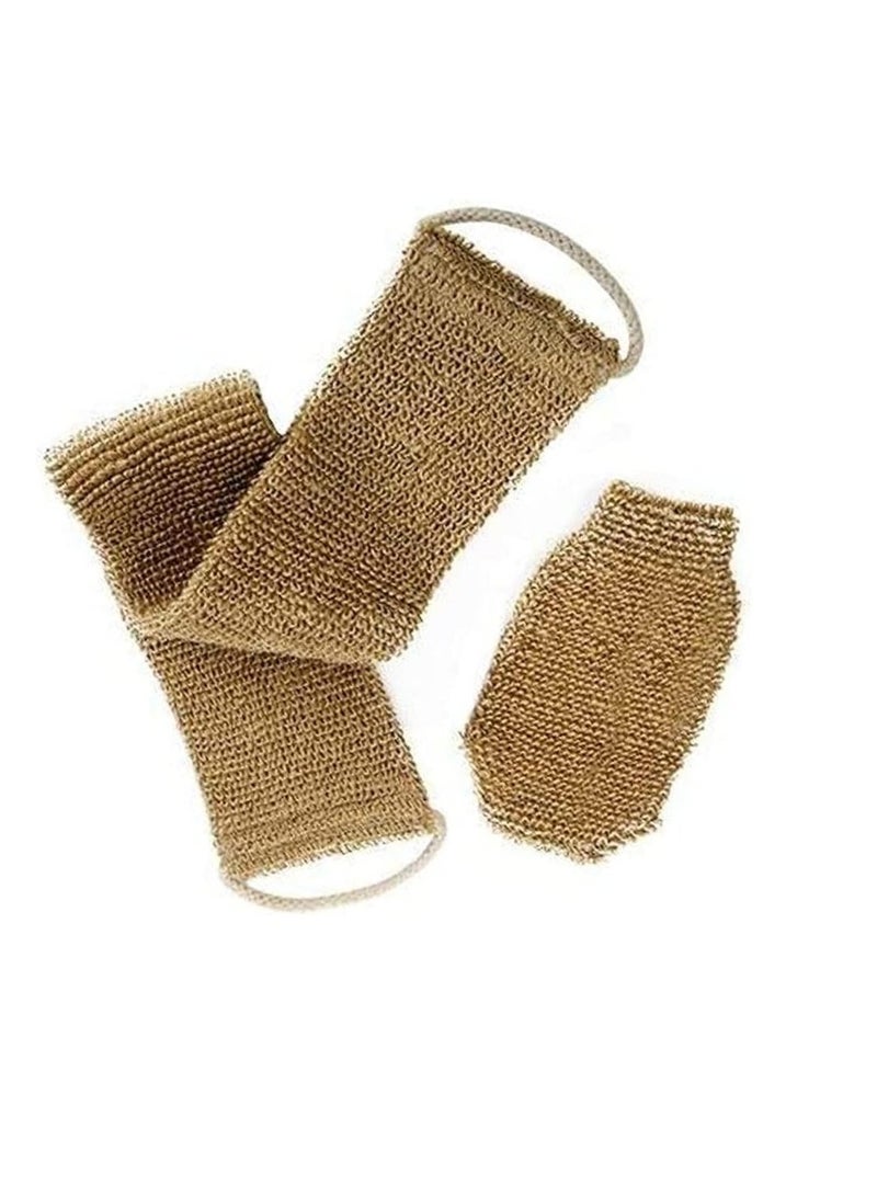 Exfoliating Gloves in Jute and Washing Strap with Jute Back, Exfoliating Sponge Back, Natural Exfoliating Gloves for Bathing the Back Body and Face Women and Men - Image 2