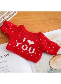 Cyber Celebrant Hyaluronic Acid Duck Clothes Accessories Plush Toy Lamb Bear Suit Accessories Doll Sweater Skirt Bag-Color:I Love You White Dots Red Sweater-Height:Suitable For 30cm Hyaluronic Acid Duck