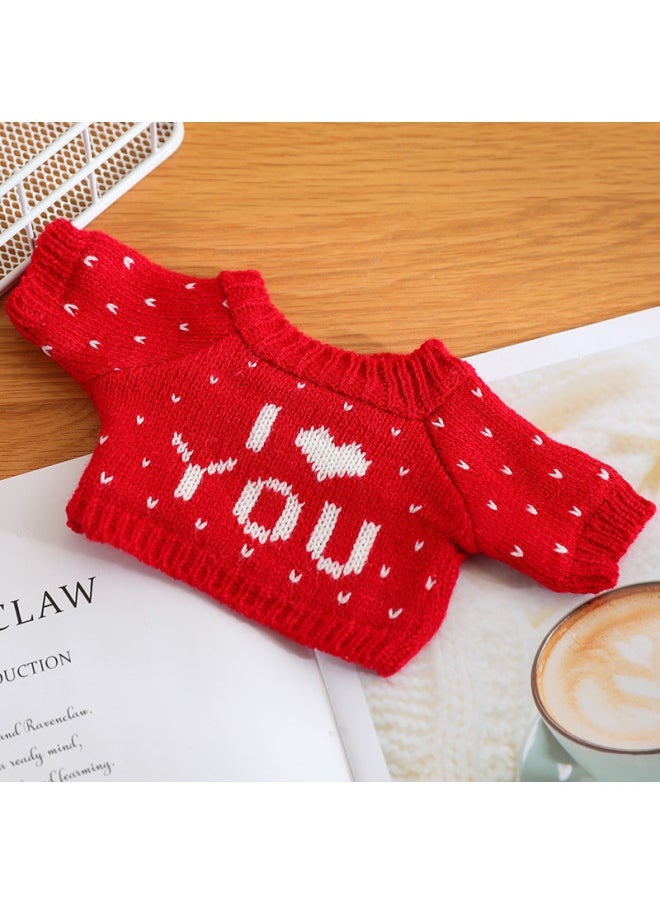Generic - Cyber Celebrant Hyaluronic Acid Duck Clothes Accessories Plush Toy Lamb Bear Suit Accessories Doll Sweater Skirt Bag-Color:I Love You White Dots Red Sweater-Height:Suitable For 30cm Hyaluronic Acid Duck - Image 1