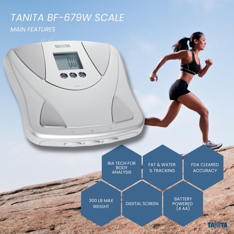 Tanita BF-679W Multi-Frequency Digital Body Fat and Body Water Scale - Smart Bathroom Weight Scale - Body Composition Monitor with Japan Technology - 300 lb Capacity - 2-User Memory - Image 4