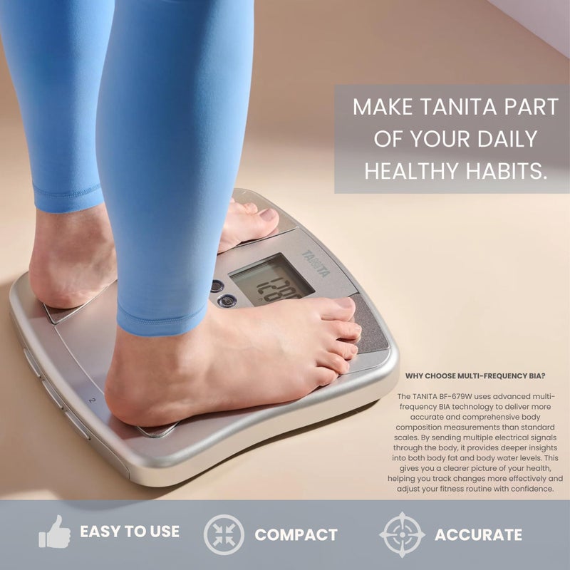 Tanita BF-679W Multi-Frequency Digital Body Fat and Body Water Scale - Smart Bathroom Weight Scale - Body Composition Monitor with Japan Technology - 300 lb Capacity - 2-User Memory - Image 5