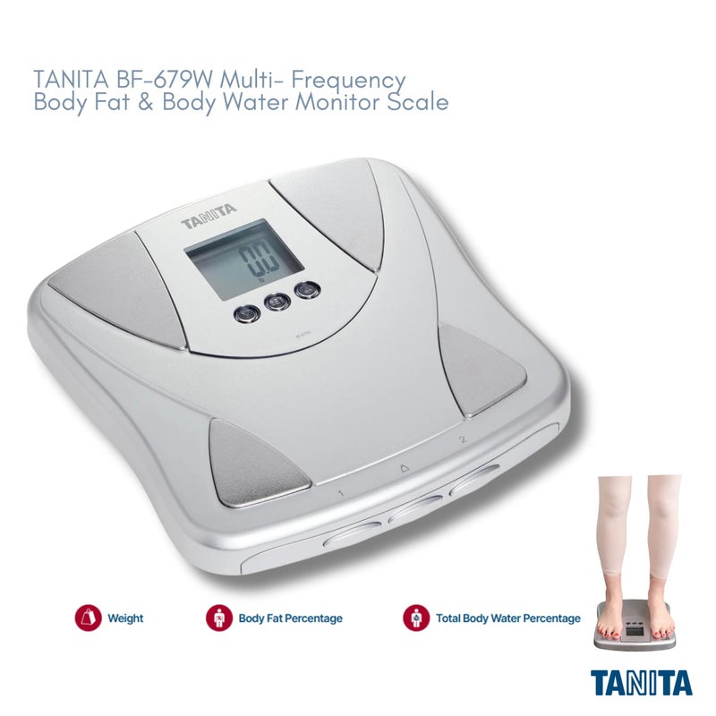 Tanita BF-679W Multi-Frequency Digital Body Fat and Body Water Scale - Smart Bathroom Weight Scale - Body Composition Monitor with Japan Technology - 300 lb Capacity - 2-User Memory - Image 2