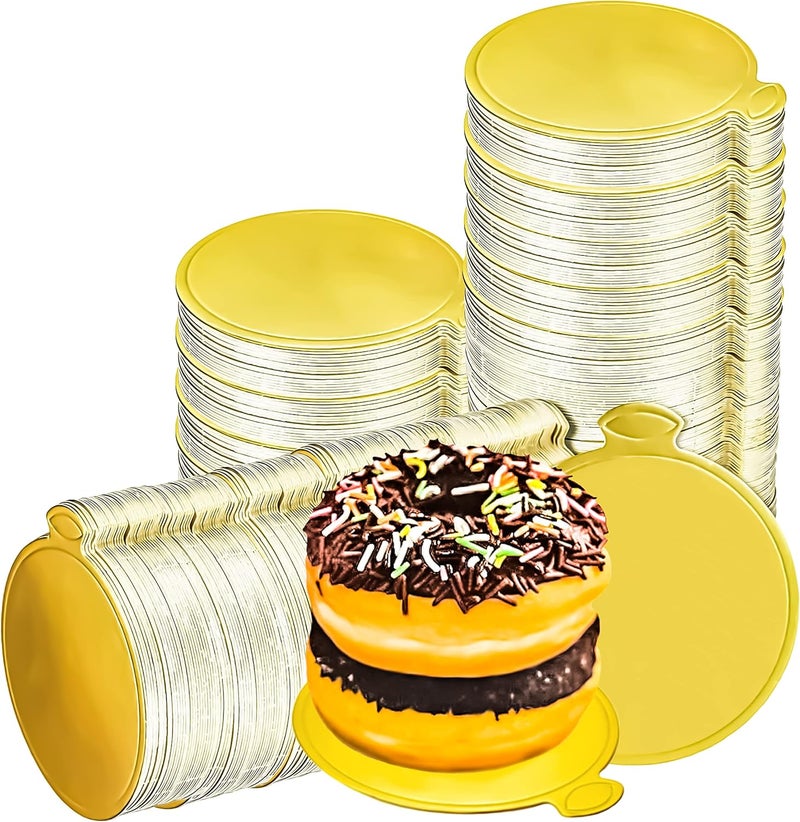 MotBach 200 Pcs Round Golden Cardboard, 3.5 Inch Round Mini Cake Boards, Mousse Cake Base, Cake Paper Board, Circle Patries Cardboard, Cupcake Base Display, Dessert Board - Image 1