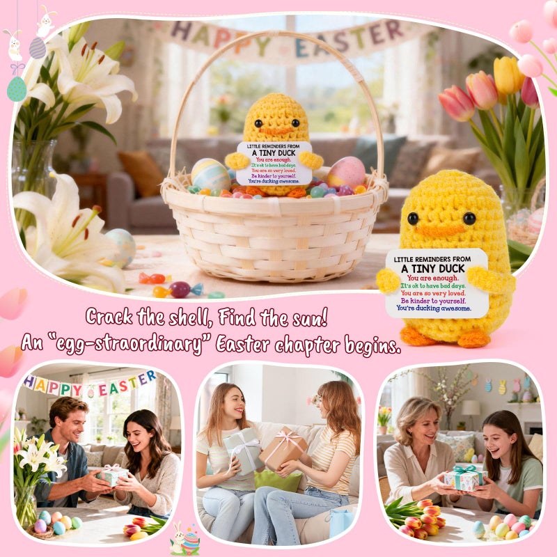 MBL Easter Basket Stuffers for Teens - Funny Birthday Emotional Positive Cheer Crochet Duck Graduation Gifts for College Students Her Him Friend Appreciation Gifts for Nurses Week Mothers Day Coworker - Image 4