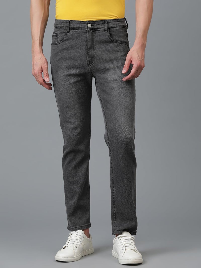 KOTTY Men's Solid Mid Rise Comfortable and Strechable Stylish Jeans(Grey,28) - Image 5