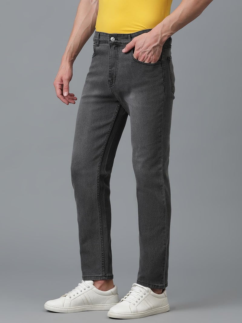 KOTTY Men's Solid Mid Rise Comfortable and Strechable Stylish Jeans(Grey,28) - Image 3