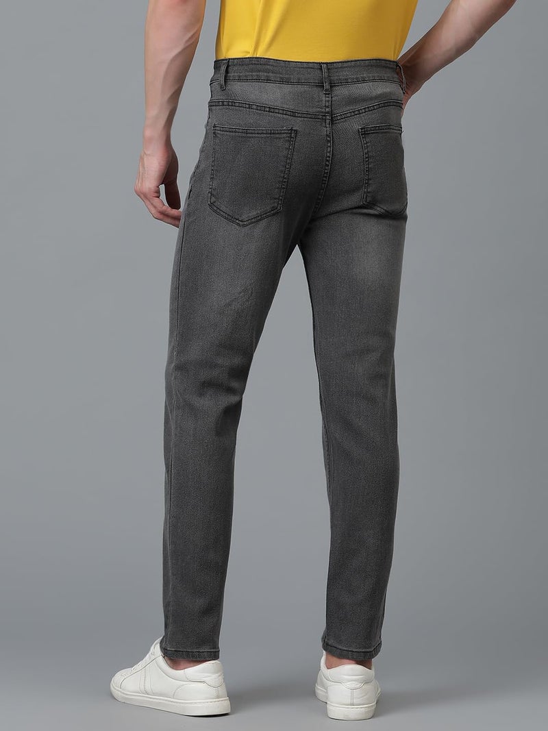 KOTTY Men's Solid Mid Rise Comfortable and Strechable Stylish Jeans(Grey,28) - Image 4