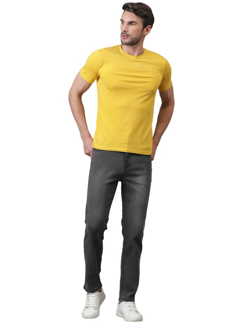 KOTTY Men's Solid Mid Rise Comfortable and Strechable Stylish Jeans(Grey,28) - Image 1