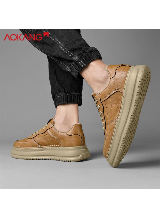 أوكانج Aokang أحذية رجالية كاجوال، سنيكرز قابلة للتنفس، أحذية سكيتبورد متعددة الاستخدامات 1245422063w، لون قمح، المقاس 41 - Image 3