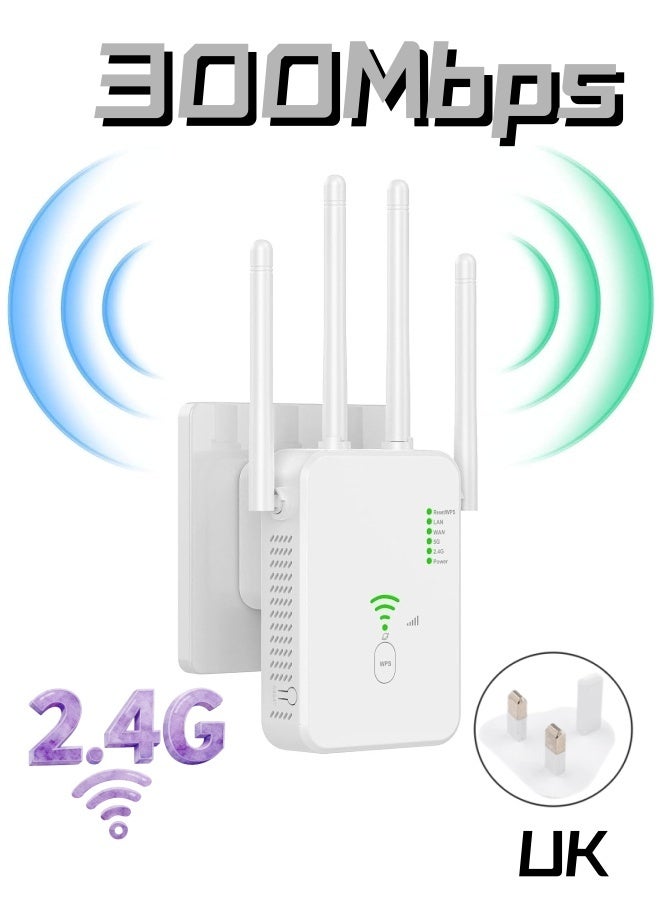 300Mbps Wireless WiFi Repeater Wi-Fi Signal Booster Single Band 2.4G Wi-Fi Extender 802.11ac Gigabit WiFi Amplifier WPS Router, AC300 - Image 1