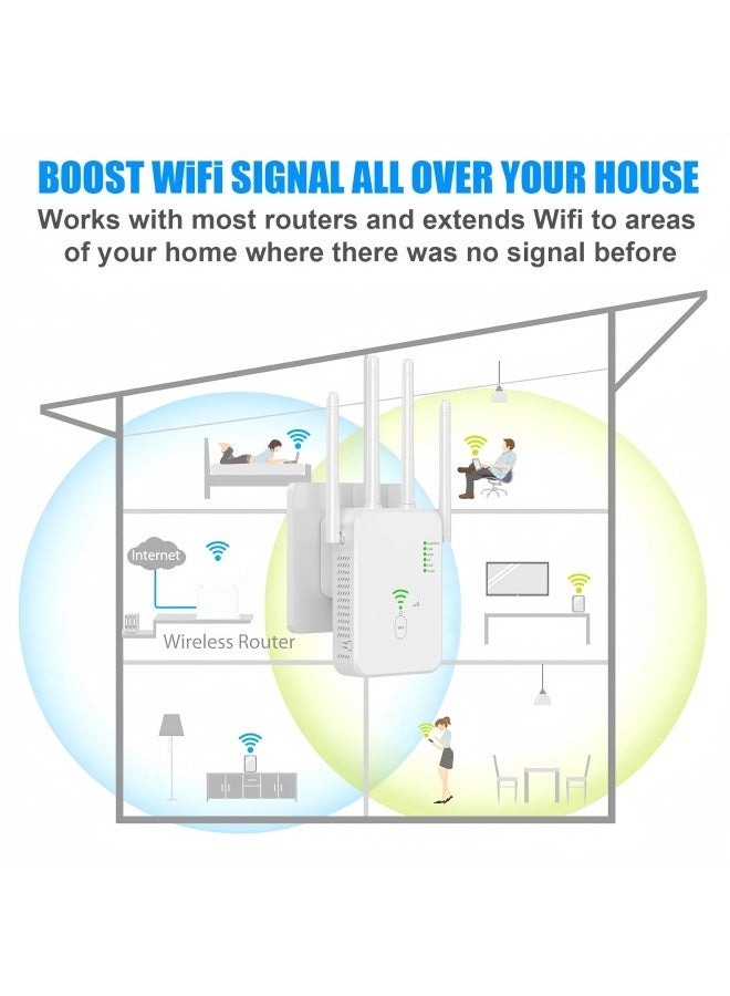 300Mbps Wireless WiFi Repeater, 2.4G Single Band Wireless WiFi Range Extender, 4 Antenna Wireless Signal Booster, Internet Router Extender, 360° Full Coverage - White - Image 4