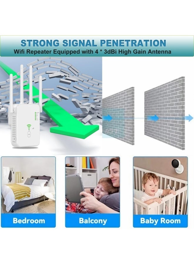 300Mbps Wireless WiFi Repeater, 2.4G Single Band Wireless WiFi Range Extender, 4 Antenna Wireless Signal Booster, Internet Router Extender, 360° Full Coverage - White - Image 5