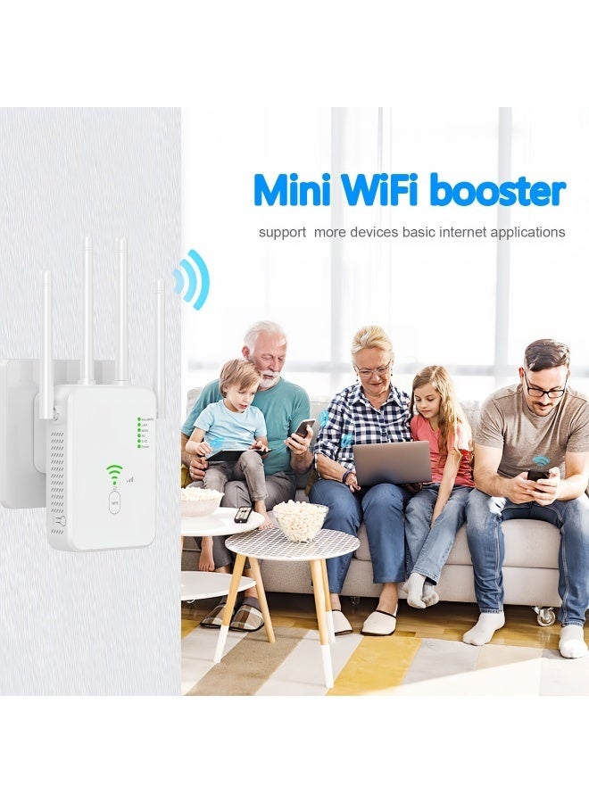 300Mbps Wireless WiFi Repeater, 2.4G Single Band Wireless WiFi Range Extender, 4 Antenna Wireless Signal Booster, Internet Router Extender, 360° Full Coverage - White - Image 3