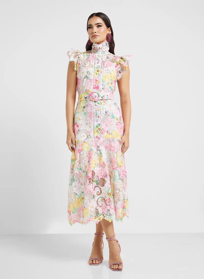 ELLA Floral Lace Midi Dress
