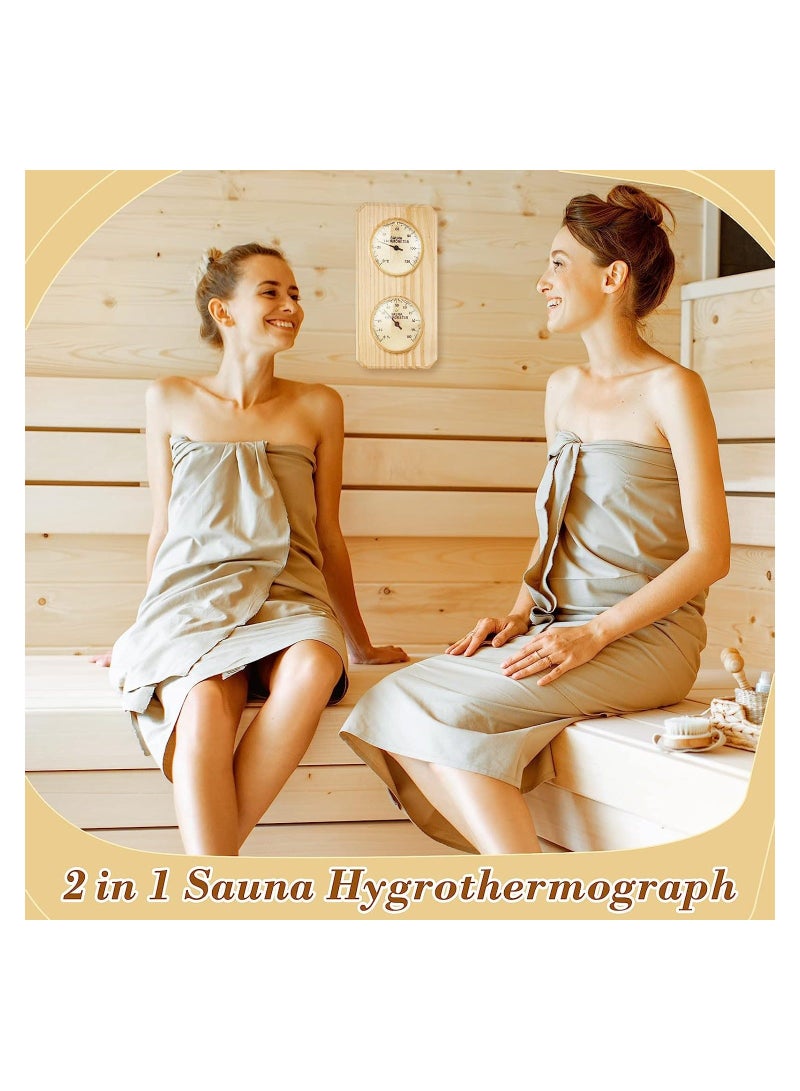 Wooden Sauna Thermometer Hygrometer, 2 in 1 Humidity Temperature Measurement Bimetallic Sauna Room Thermometer, for Indoor Outdoor Home Family Hotel Sauna Room - Image 3