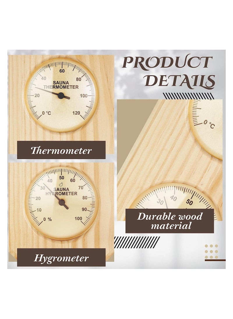 Wooden Sauna Thermometer Hygrometer, 2 in 1 Humidity Temperature Measurement Bimetallic Sauna Room Thermometer, for Indoor Outdoor Home Family Hotel Sauna Room - Image 4