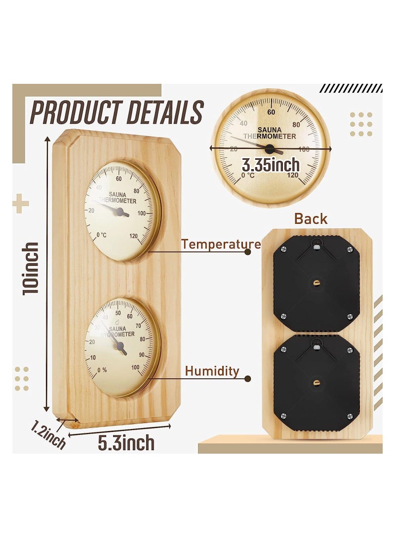 Wooden Sauna Thermometer Hygrometer, 2 in 1 Humidity Temperature Measurement Bimetallic Sauna Room Thermometer, for Indoor Outdoor Home Family Hotel Sauna Room - Image 5