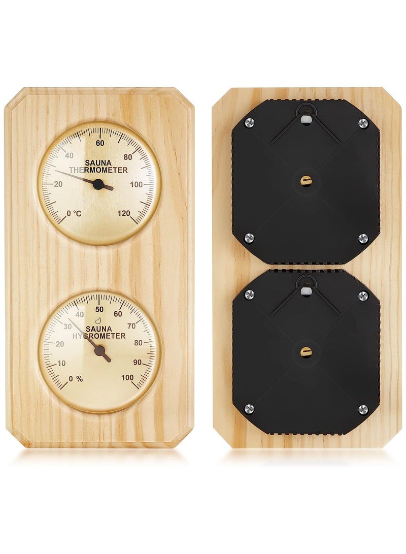 Wooden Sauna Thermometer Hygrometer, 2 in 1 Humidity Temperature Measurement Bimetallic Sauna Room Thermometer, for Indoor Outdoor Home Family Hotel Sauna Room - Image 1