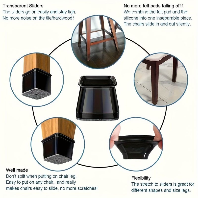 32 Pcs Small Black Rubber Chair Leg Protectors Non Slip Plastic Table Leg Caps For Home And Office Furniture Protection - Image 5