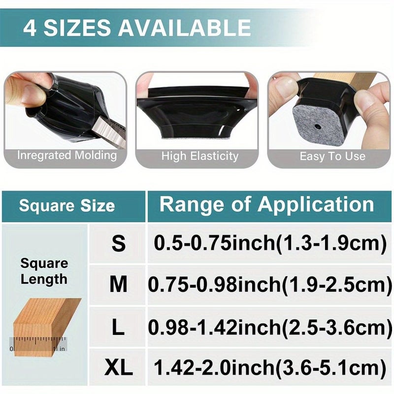 32 Pcs Small Black Rubber Chair Leg Protectors Non Slip Plastic Table Leg Caps For Home And Office Furniture Protection - Image 3