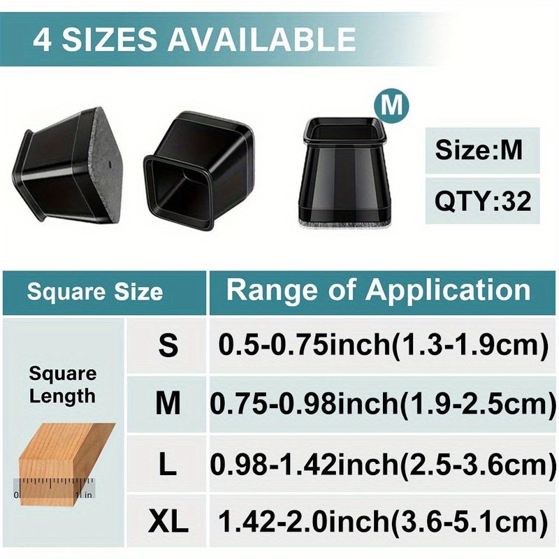 32 Pcs Small Black Rubber Chair Leg Protectors Non Slip Plastic Table Leg Caps For Home And Office Furniture Protection - Image 4