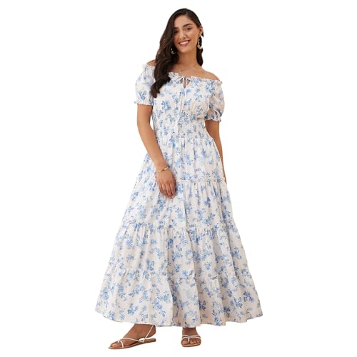 Rare Women's Regular Fit Dress (EP7546C_White S), Fit and Flare - Image 1
