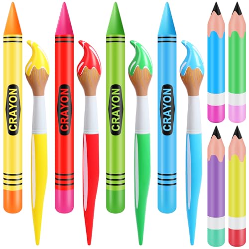 Glimin 12 Pcs Inflatable Crayons Balloons Set Giant Crayons Jumbo Pencils Large Paint Brush Hanging Classroom Decor for Art Painting Party Favor 12 DesignsClassic Color - Image 1