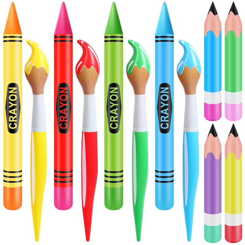 Glimin 12 Pcs Inflatable Crayons Balloons Set Giant Crayons Jumbo Pencils Large Paint Brush Hanging Classroom Decor for Art Painting Party Favor 12 DesignsClassic Color - Image 2