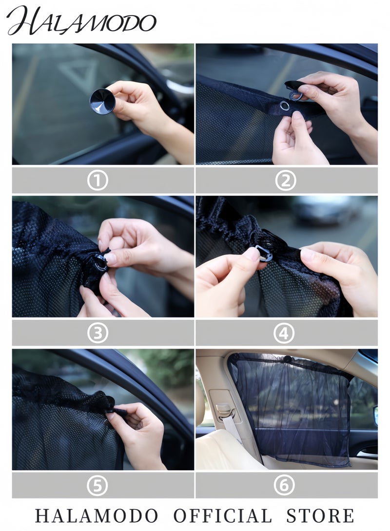 2-Piece Car Window Shades UV Protection Sun Shades for Cars Heat Insulation Privacy Curtains with Suction Cup Mount for Easy Installation - Image 5