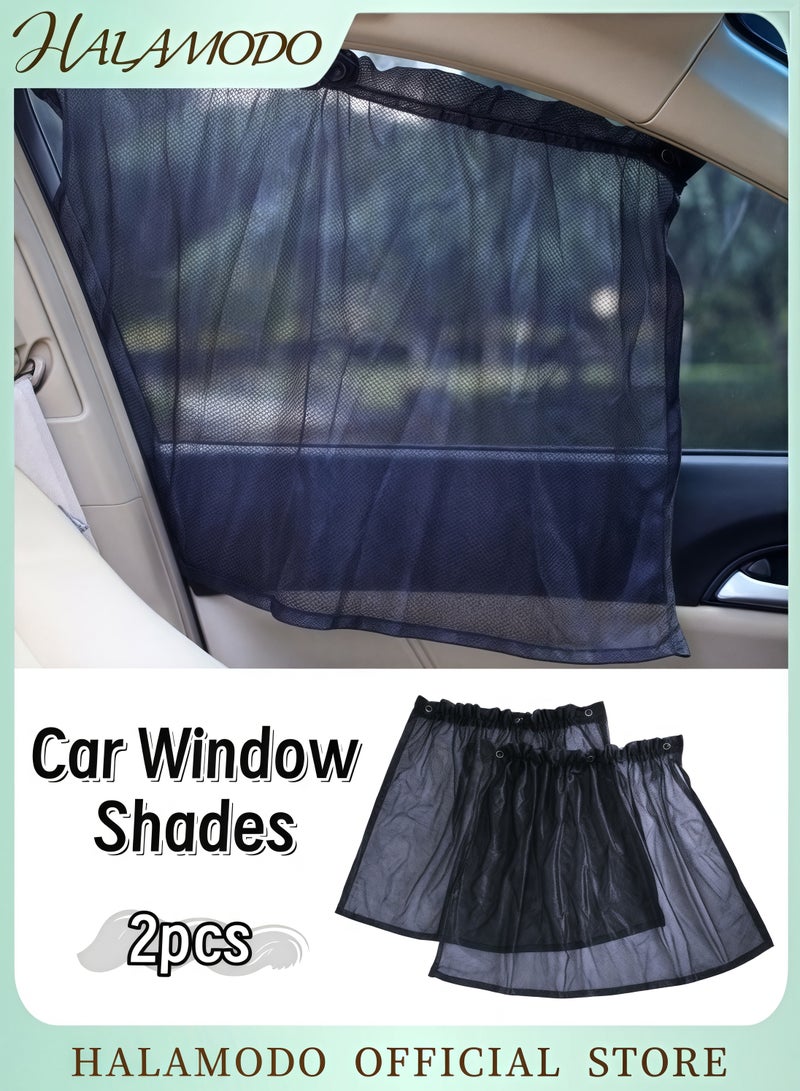 2-Piece Car Window Shades UV Protection Sun Shades for Cars Heat Insulation Privacy Curtains with Suction Cup Mount for Easy Installation - Image 1