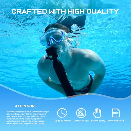 CHIKADIV Mini Scuba Tank 0.5l, Lung Tank for Snorkeling Diving, Breath Lung Tank Gear Underwater Equipment for Diving Practice, Emergency Rescue, Underwater Recreation (A Black) - Image 2