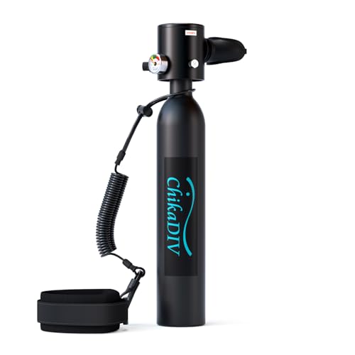 CHIKADIV Mini Scuba Tank 0.5l, Lung Tank for Snorkeling Diving, Breath Lung Tank Gear Underwater Equipment for Diving Practice, Emergency Rescue, Underwater Recreation (A Black) - Image 1