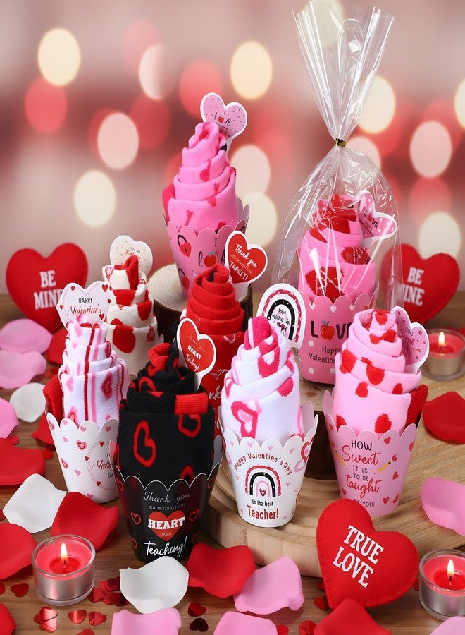 Jeere 12 Pairs Valentines Day Cupcake Socks for Teachers Valentine's Day Fuzzy Gifts for Women DIY Slipper Socks for Valentine Teacher Appreciation Gifts - Image 2