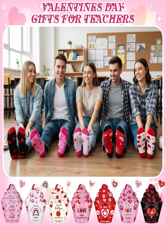 Jeere 12 Pairs Valentines Day Cupcake Socks for Teachers Valentine's Day Fuzzy Gifts for Women DIY Slipper Socks for Valentine Teacher Appreciation Gifts - Image 4