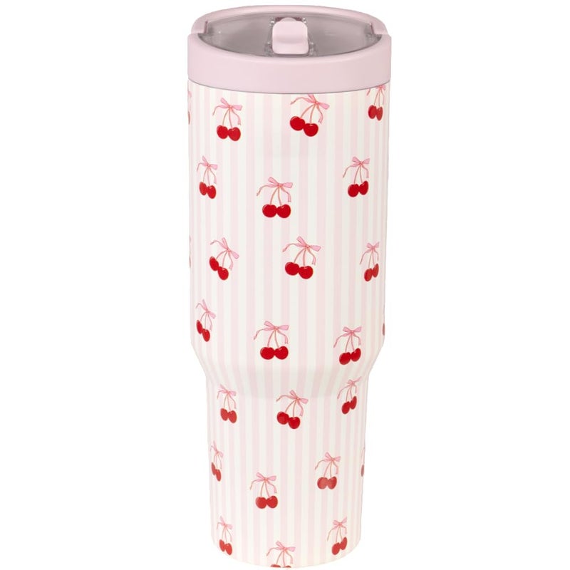 HydroJug Sport - Stainless Steel Tumbler with Straw, Vacuum Insulated, 40oz Leakproof Water Bottle, Ergonomic Design, Reusable, Dishwasher Safe, Rubber Base, Durable for Gym or Outdoors, Sweet Cherry - Image 2