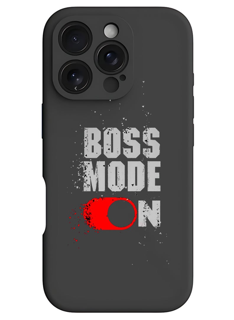 Theodor حافظة آيفون 16 برو سوداء واقية رفيعة من السليكون السائل مع حماية كاملة للجسم ضد الخدوش وصدمات للحماية - وضع الرئيس التنفيذي - Image 1