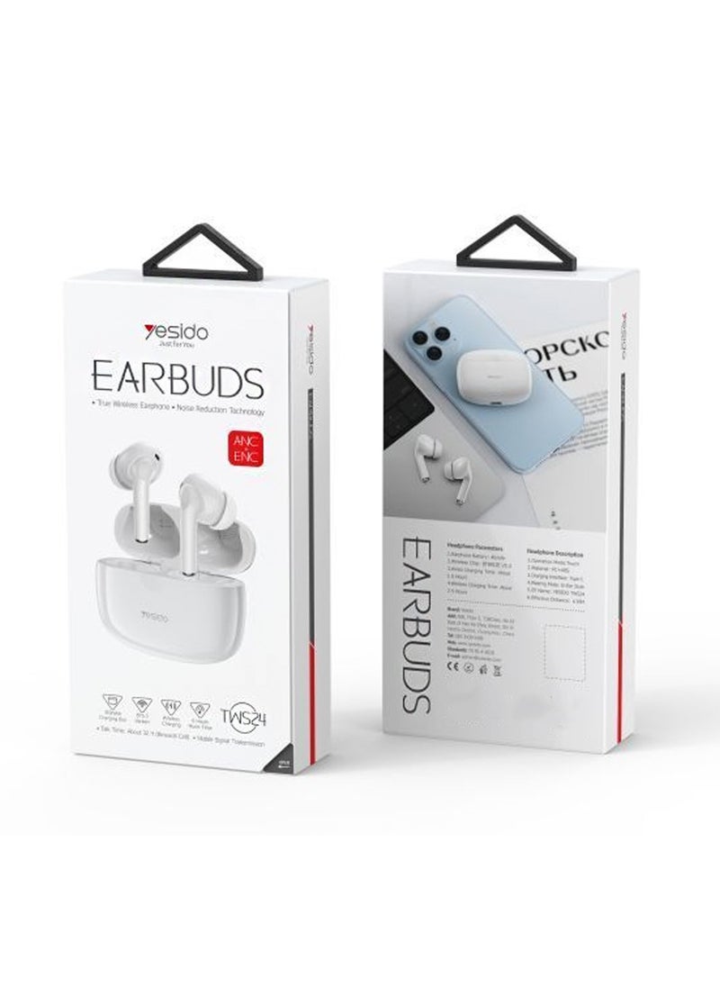 Yesido Yesido TWS24 Wireless Charge Cancellation ANC+ENC Noise Cancellation True Wireless Bluetooth Earphone - White  - Image 1