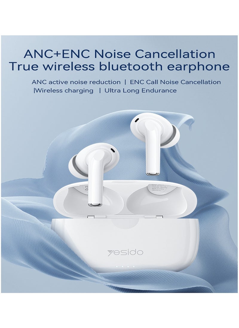 Yesido Yesido TWS24 Wireless Charge Cancellation ANC+ENC Noise Cancellation True Wireless Bluetooth Earphone - White  - Image 3
