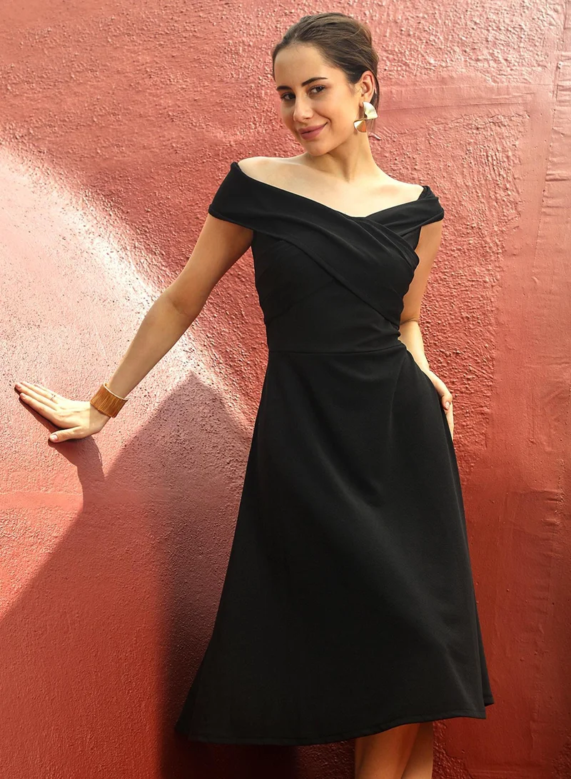 PINACOLADA Off-Shoulder Black Dress