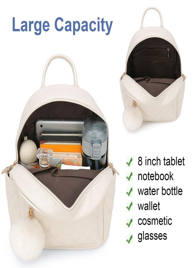 Barsine Girls Fashion Mini Backpack Purse Small Cute Plaid Leather Women Backpacks Little Bag (Ivory) - Image 4