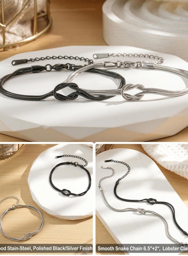 Tarsus Valentines Day Gifts Matching Couples Bracelets Love Knot Relationship Jewelry Christmas Birthday Anniversary Couples Gifts for Him Her Boyfriend Girlfriend, average, Stainless Steel, no - Image 4
