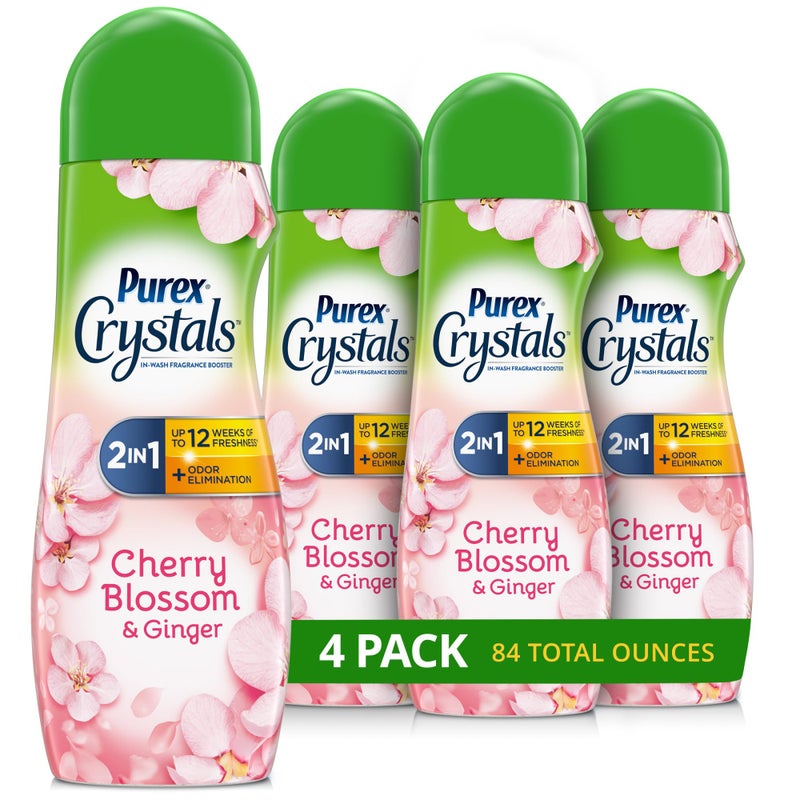 Purex Crystals In-Wash Scent Booster, Fresh Cherry Blossom, 21 oz (Pack of 4), Long-Lasting Freshness & Odor Elimination Technology - Image 1
