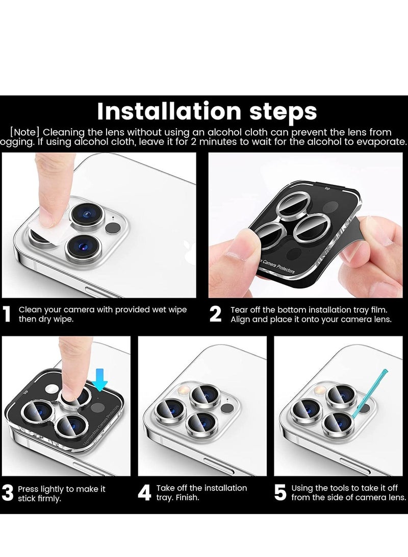 iPhone 14 Pro - iPhone 14 Pro Max Camera Lens Protector, 9H Tempered Glass Camera Cover Screen Protector Metal Individual Ring for iPhone 14 Pro 6.1 inch /14 ProMax 6.7 inch 2022 - Image 4