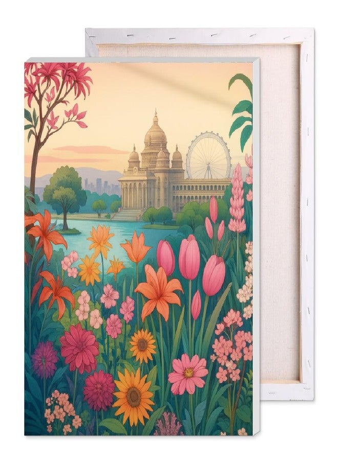 CRAFT MATE CRAFTMATE Framed DIY Paint by Numbers Canvas Art and Craft Kit for Adults and Kids | Bengaluru Flower Market Paint by Numbers Kit | 16 inch x 12 inch - Image 1