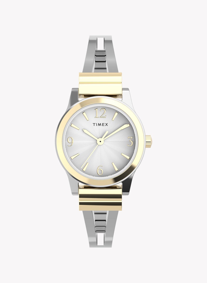 Timex Two-tone Case and Semi Bangle with Silver Dial TW2W18500 Women's Watch - Image 1