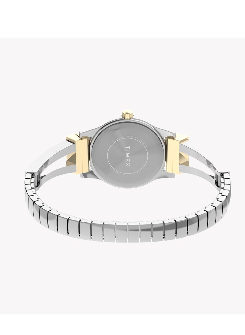 Timex Two-tone Case and Semi Bangle with Silver Dial TW2W18500 Women's Watch - Image 2