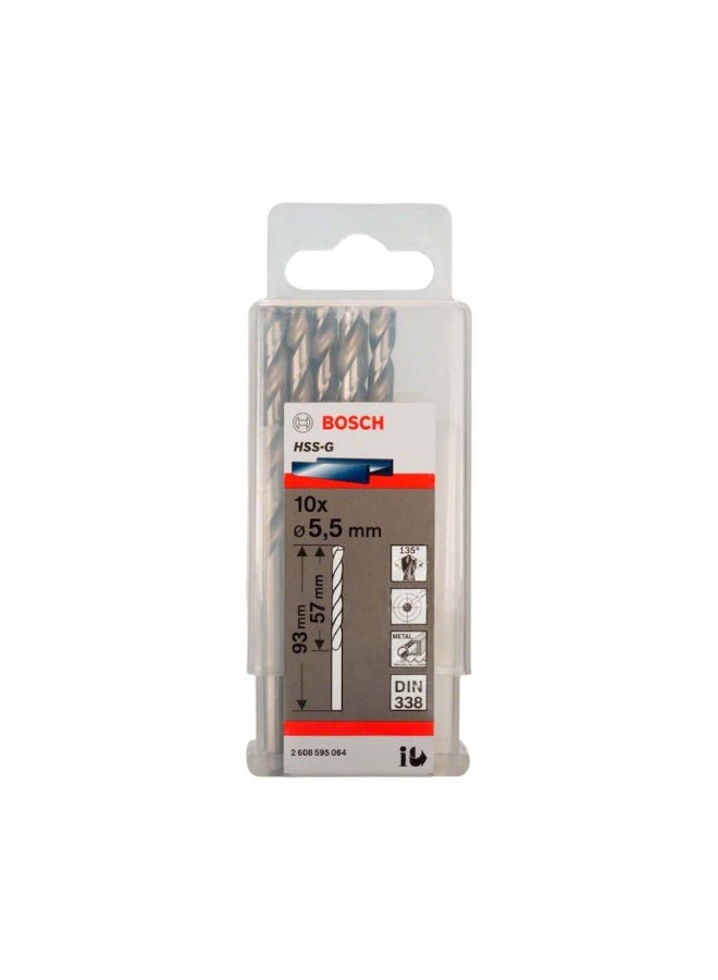 Bosch (2608595064) 5 X 93MM HSS-G DIN 338 Metal Drill Bit 10Pcs/Set - Image 2