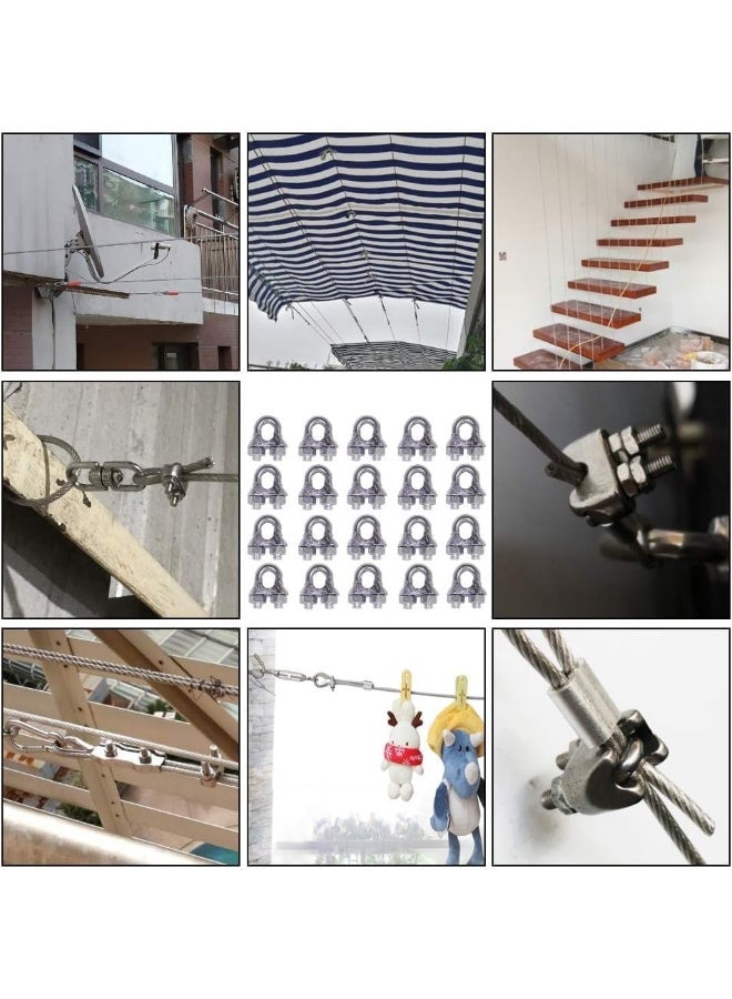 Biella 20Pcs Wire Rope Cable Clip Clamp U Bolt Saddle Fastener (3 Mm) - Image 4