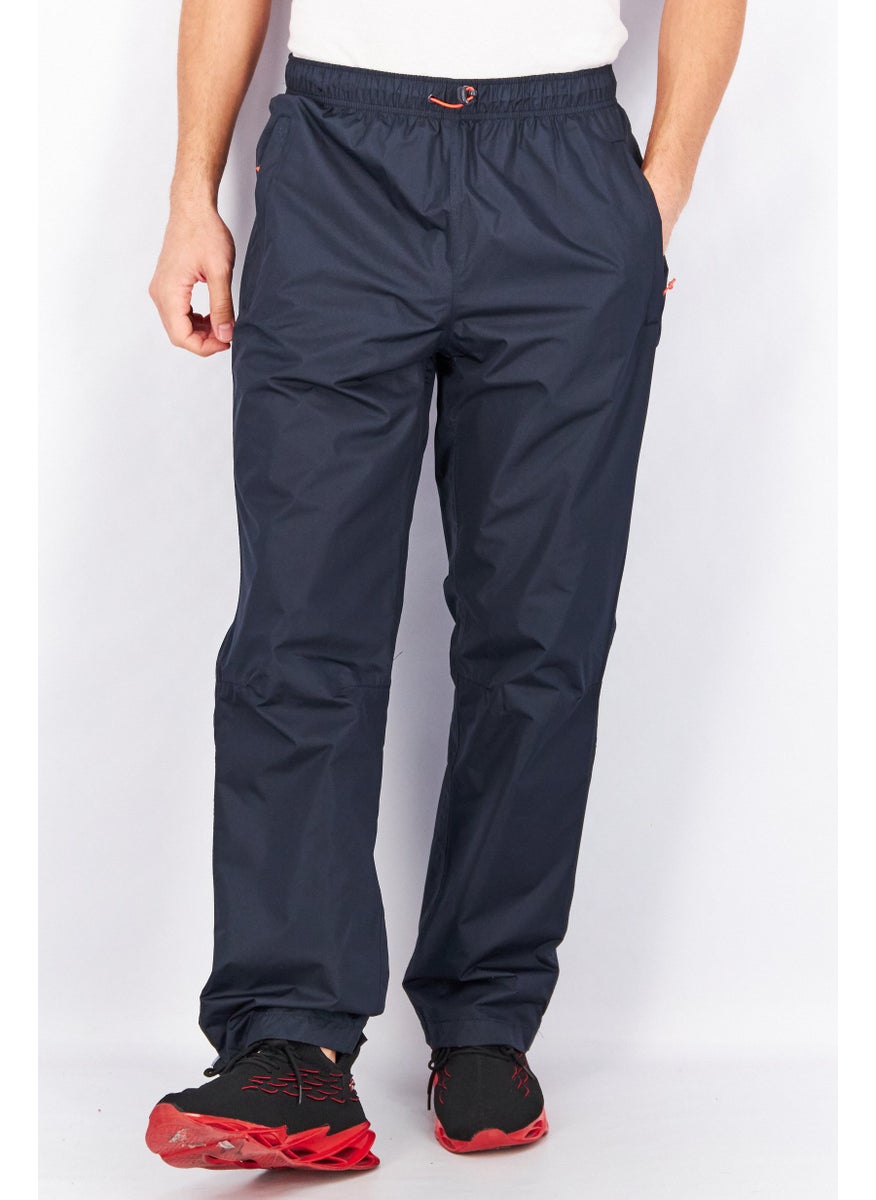 Tchibo Men Regular Fit Solid Elastic Waistband Trouser Pants, Navy Blue  - Image 1
