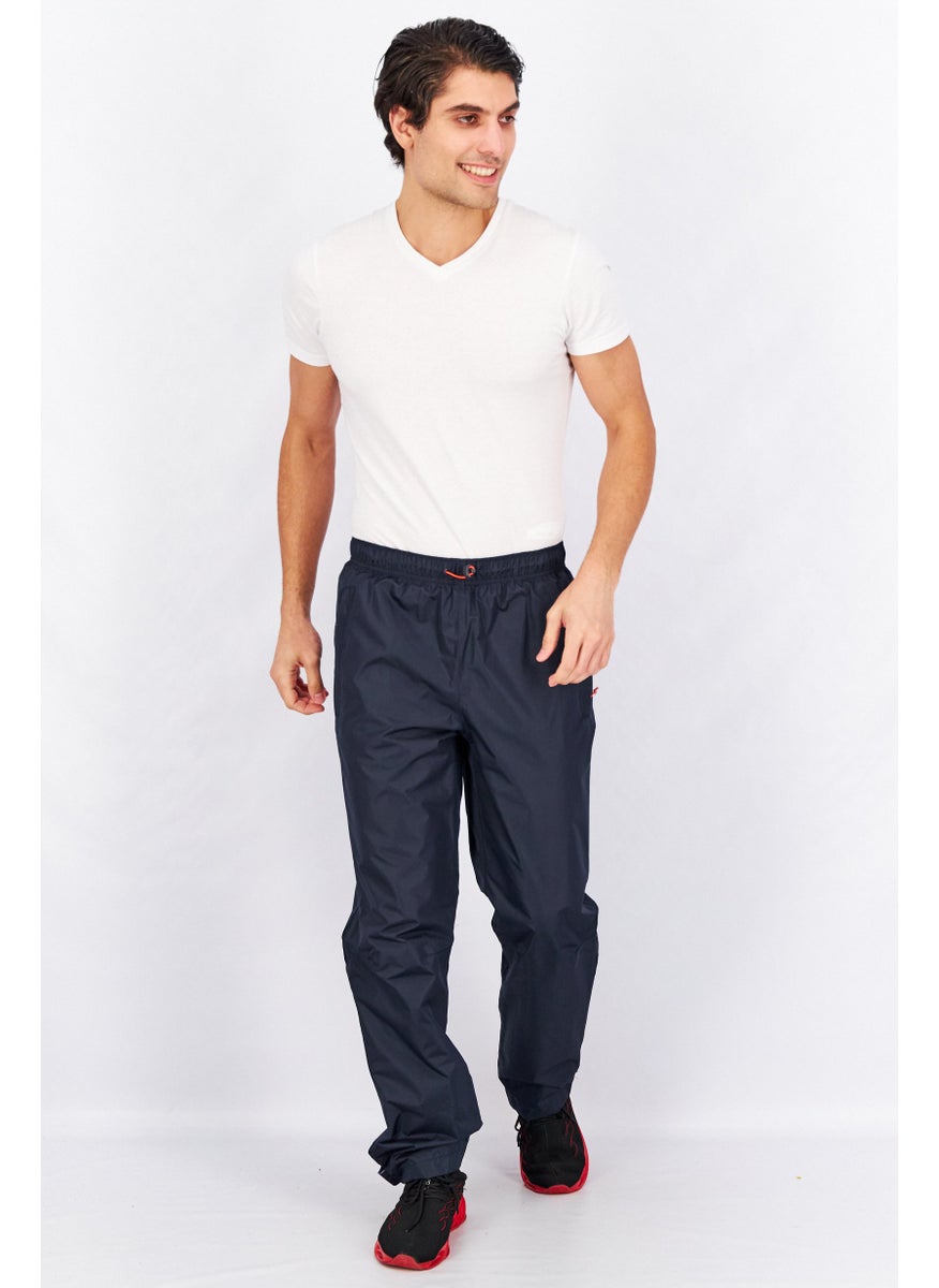 Tchibo Men Regular Fit Solid Elastic Waistband Trouser Pants, Navy Blue  - Image 2